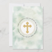 Invitation Confirmation de l'élégante Croix d'or Rose Floral (Dos)