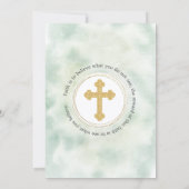 Invitation Confirmation de l'élégante Croix d'or Rose Floral (Dos)