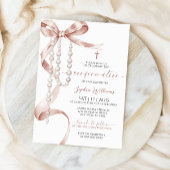 Invitation Confirmation de l'élégante Mocha Bow & Rosary