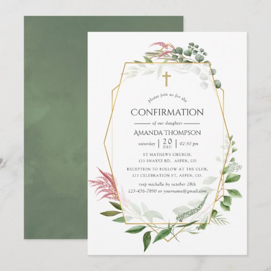 Invitation Confirmation de l'herbier de forêt à l'aquarelle G (Devant / Derrière)