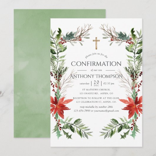 Invitation Confirmation de Noël en forêt hivernale (Devant / Derrière)