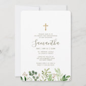 Invitation Confirmation De Sa Croix De Foliage Aquarellée (Devant)