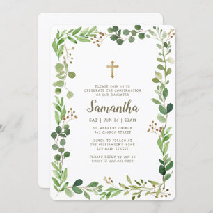 Invitation Confirmation De Sa Croix De Foliage D'Aquarelle