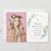 Invitation Confirmation De Sa Croix De Foliage Géométrique (Devant)