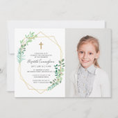 Invitation Confirmation De Sa Croix De Foliage Géométrique (Devant)