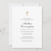 Invitation Confirmation De Sa Croix Minimaliste D'Or (Devant)