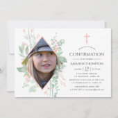 Invitation Confirmation de teintes pastel rose et verdure (Devant)