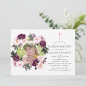 Invitation Confirmation de velours profond et de rose Bush (Debout devant)