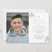 Invitation Confirmation de verdure dorée avec photo (Devant)