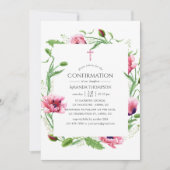Invitation Confirmation des coquelicots roses à l'aquarelle (Devant)