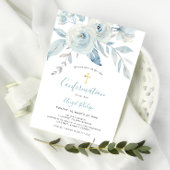 Invitation Confirmation des fleurs d'aquarelle bleu