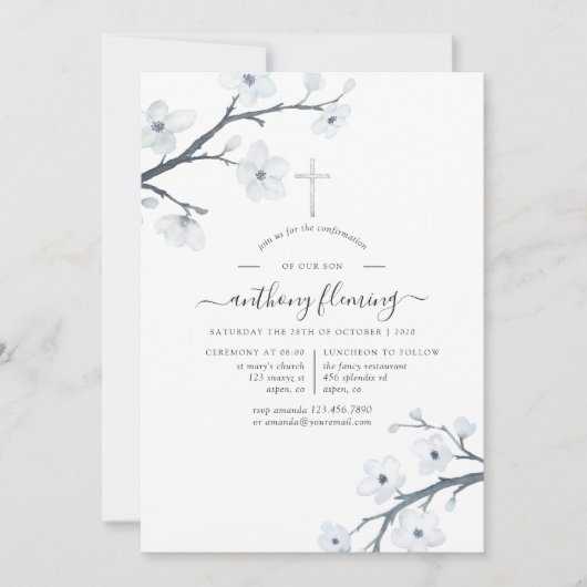 Invitation Confirmation des fleurs de cerises blanches (Devant)