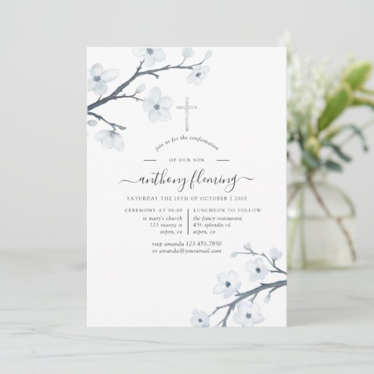 Invitation Confirmation des fleurs de cerises blanches (Debout devant)