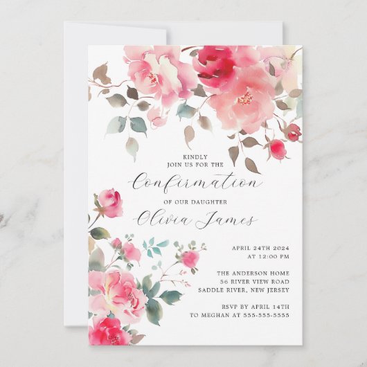 Invitation Confirmation des fleurs de flush (Devant)