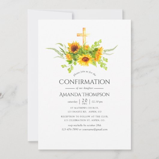 Invitation Confirmation des fleurs de soleil Boho (Devant)