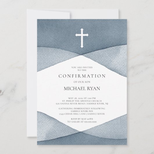 Invitation Confirmation des garçons d'aquarelle gris (Devant)