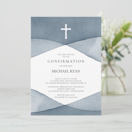 Invitation Confirmation des garçons d'aquarelle gris (Debout devant)