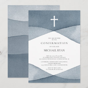 Invitation Confirmation des garçons d'aquarelle gris
