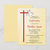 Invitation Confirmation des rayons d'or Son Cross Dove (Devant / Derrière)