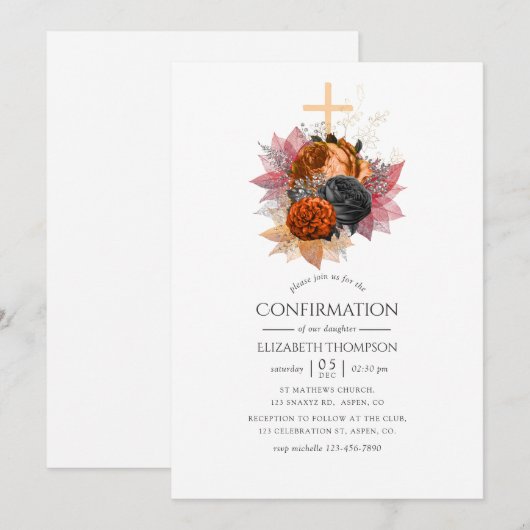 Invitation Confirmation du bouquet floral vintage d'automne (Devant / Derrière)