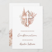 Invitation Confirmation du bouquet Rose Boho (Devant / Derrière)