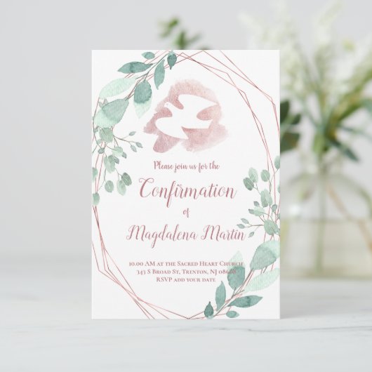 Invitation Confirmation du cadre du feuillage Saint-Esprit (Debout devant)