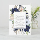 Invitation Confirmation du cadre floral bleu (Debout devant)