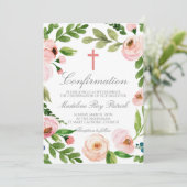 Invitation Confirmation du cadre floral rose (Debout devant)