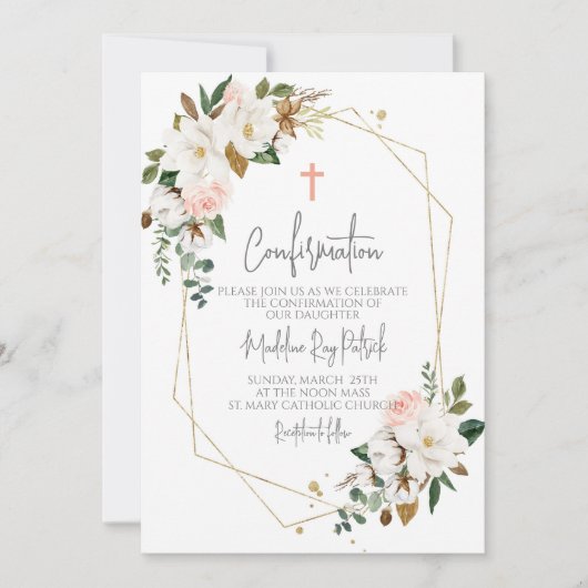 Invitation Confirmation du cadre floral rose (Devant)