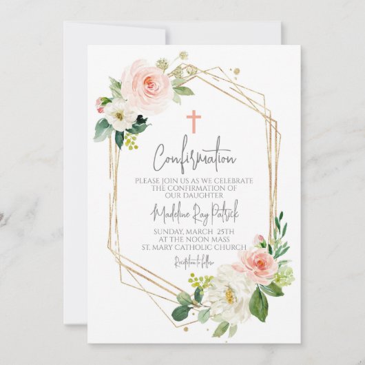 Invitation Confirmation du cadre floral rose (Devant)