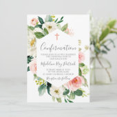 Invitation Confirmation du cadre floral rose (Debout devant)