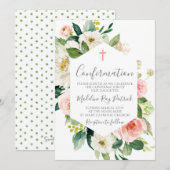 Invitation Confirmation du cadre floral rose (Devant / Derrière)