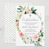 Invitation Confirmation du cadre floral rose (Devant / Derrière)