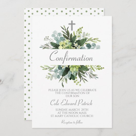 Invitation Confirmation du cadre vert (Devant / Derrière)