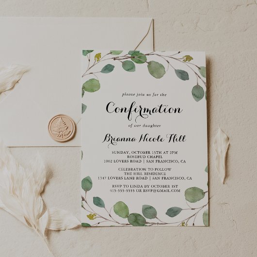 Invitation Confirmation du feuillage Eucalyptus vert