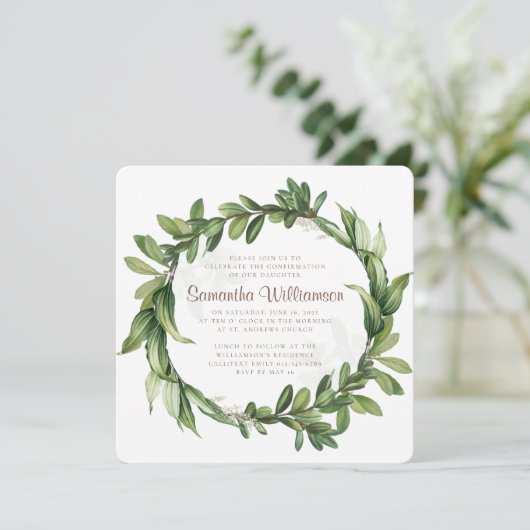 Invitation Confirmation du feuillage vert moderne (Debout devant)