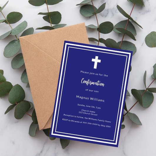 Invitation Confirmation du garçon bleu de la Marine