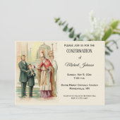 Invitation Confirmation du garçon catholique traditionnel Con (Debout devant)