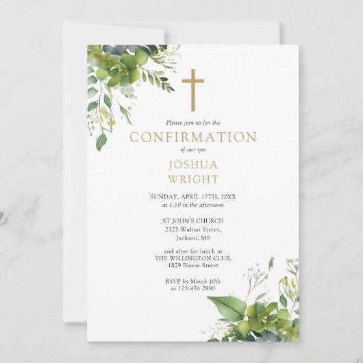 Invitation Confirmation du monogramme Eucalyptus (Devant)