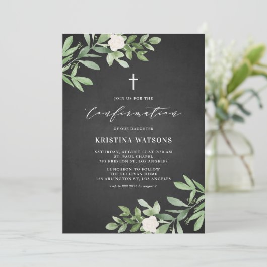 Invitation Confirmation du tableau de bord vert rustique (Debout devant)