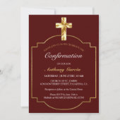 Invitation Confirmation Elegant Burgundy Gold Boys (Devant)