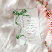 Invitation Confirmation Elégante Sage Green Bow & Rosary