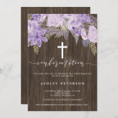 Invitation Confirmation en bois d'aquarelle rose fleuri (Devant / Derrière)