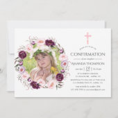Invitation Confirmation en velours profond et rose buisson (Devant)