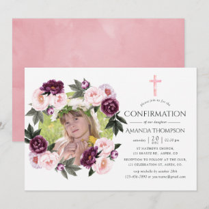 Invitation Confirmation en velours profond et rose buisson