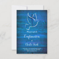 confirmation Esprit Saint design sur bois bleu