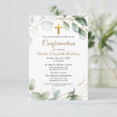 Invitation Confirmation Eucalyptus Greenery Gold Girl (Debout devant)