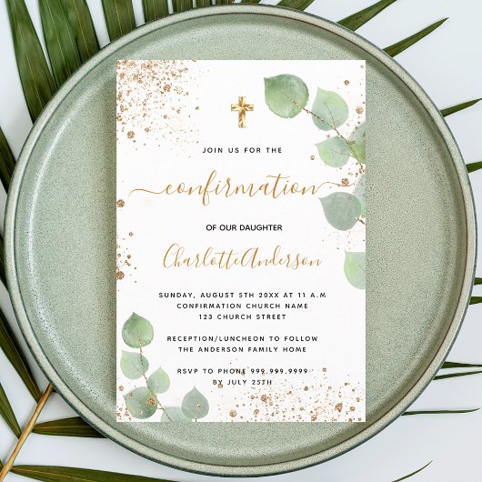 Invitation Confirmation eucalyptus or parties scintillant fil