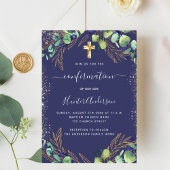Invitation Confirmation eucalyptus vert bleu marine