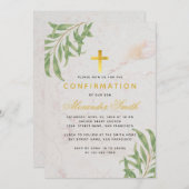 Invitation Confirmation Feuilles de saule d'or en marbre de m (Devant / Derrière)